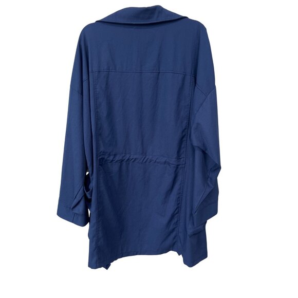 Zanzea Collection Drawstring Waist Drape Jacket Plus Size 5XL Roll Sleeve Blue - Picture 2 of 9